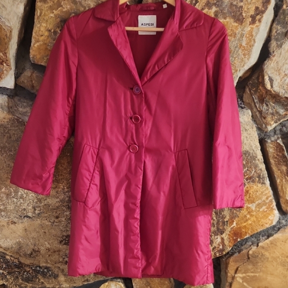 Aspesi Cranberry Pink Button-Up Jacket - Picture 1 of 4
